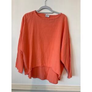 My Gauze Womens Coral 100% Cotton Gauze Oversized Tunic Top 3/4 Sleeve